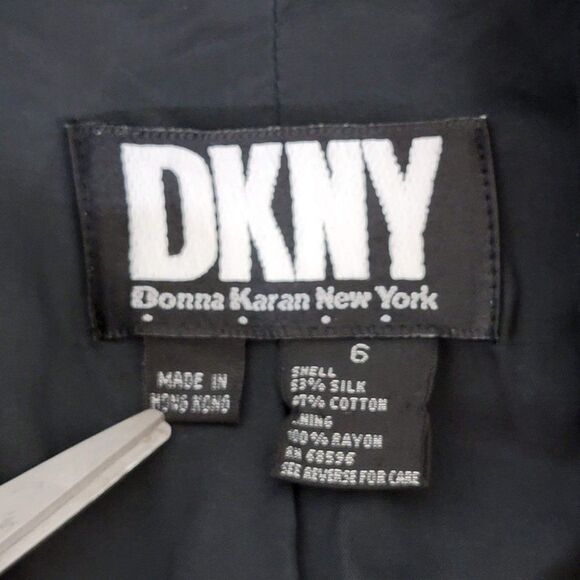 DKNY Blazer Womans Size 6 Black Silk Cotton Blend - Picture 9 of 11